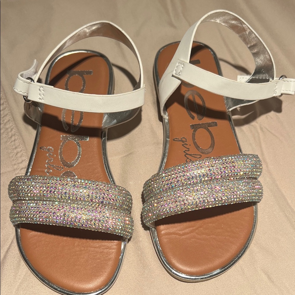 Bebe Kids' Glittery Sandals with White Straps